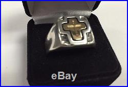 RETIRED James Avery 14k Gold and Sterling Silver Cross Ring sz 12.75