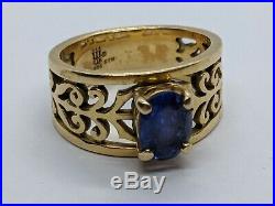 RETIRED James Avery 14k Yellow Gold Adoree Ring Oval Lab Created Sapphire Sz 6.5