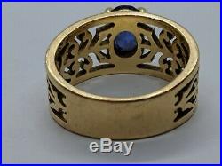 RETIRED James Avery 14k Yellow Gold Adoree Ring Oval Lab Created Sapphire Sz 6.5