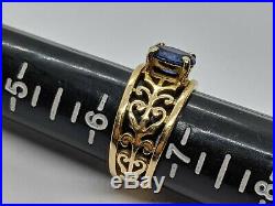 RETIRED James Avery 14k Yellow Gold Adoree Ring Oval Lab Created Sapphire Sz 6.5