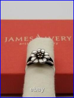 RETIRED James Avery April Flower Ring 18Kt And Silver Size 6 3/4 Excellent