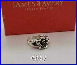 RETIRED James Avery April Flower Ring 18Kt And Silver Size 6 3/4 Excellent