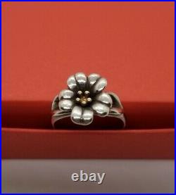 RETIRED James Avery April Flower Ring 18Kt And Silver Size 6 3/4 Excellent