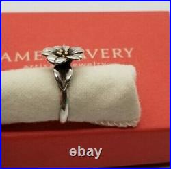 RETIRED James Avery April Flower Ring 18Kt And Silver Size 6 3/4 Excellent