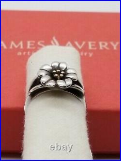 RETIRED James Avery April Flower Ring 18Kt And Silver Size 6 3/4 Excellent