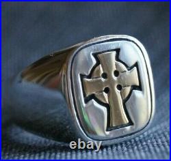 RETIRED James Avery Celtic Cross Ring 14k and Sterling Silver Size 9.5