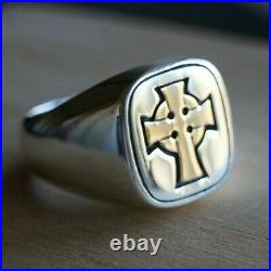 RETIRED James Avery Celtic Cross Ring 14k and Sterling Silver Size 9.5