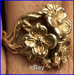 RETIRED James Avery Flower Bouquet Ring Size 6 Yellow Gold