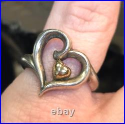 RETIRED James Avery Joy Of My Heart Ring Sterling Silver And 14k Gold (RK-383)