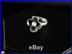 RETIRED James Avery Pearl Blossom Flower Ring Size 5 HTF Oxidized Cocktail