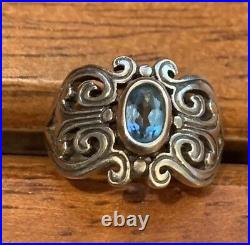 RETIRED James Avery Spanish Hearts Blue Topaz Ring Size 4 1/2 Gift Box Inc