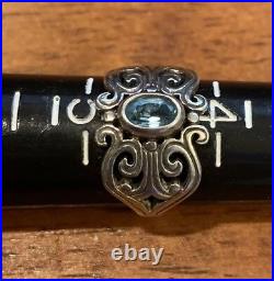 RETIRED James Avery Spanish Hearts Blue Topaz Ring Size 4 1/2 Gift Box Inc