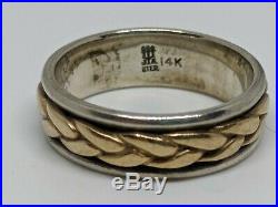 RETIRED James Avery Sterling Silver 14k Yellow Gold Braided Ring Size 7 FREESHIP
