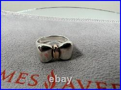 RETIRED James Avery Sterling Silver & 14kt Gold Bow Shaped Ring Size 8