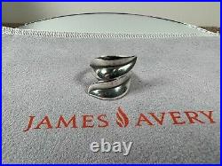 RETIRED James Avery Sterling Silver Double Leaf Wrap Ring, Size 7