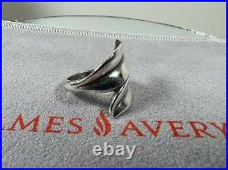 RETIRED James Avery Sterling Silver Double Leaf Wrap Ring, Size 7