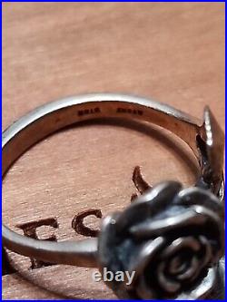 RETIRED James Avery Sterling Silver Vintage Large Rose Ring 6