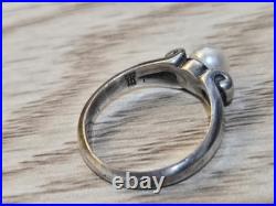 RETIRED James Avery Sz 6.25 Sterling Silver Scrolled Pearl Ring