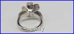 RETIRED James Avery Sz 6.5 Sterling Silver 18k Gold April Flowers Ring FREE SHIP