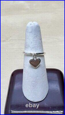 RETIRED VINTAGE STERLING SILVER JAMES AVERY HEART DANGLE CHARM RING Size 7.5