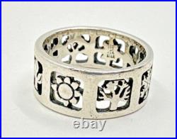 RETIRED Vintage JAMES AVERY 925 Sterling Silver 4 Seasons 8mm Band Ring Size 7