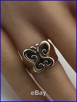 RETIRED Vintage James Avery 14k Yellow Gold Open Spring Butterfly Ring Sz 5
