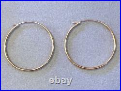 RETIRING JAMES AVERY SWEDEGED HOOPS MEDIUM SIZE 14K GOLD With CURVED TOP CLOSURE