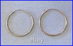 RETIRING JAMES AVERY SWEDEGED HOOPS MEDIUM SIZE 14K GOLD With CURVED TOP CLOSURE
