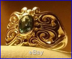 Ret James Avery 14kt Yellow Gold Blue Topaz Scrolled Hearts Ring Sz 5.5 (5.3 Gm)