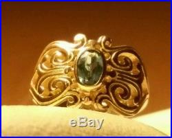 Ret James Avery 14kt Yellow Gold Blue Topaz Scrolled Hearts Ring Sz 5.5 (5.3 Gm)