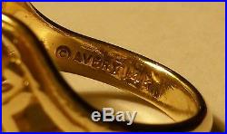 Ret James Avery 14kt Yellow Gold Blue Topaz Scrolled Hearts Ring Sz 5.5 (5.3 Gm)