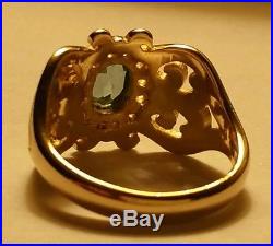 Ret James Avery 14kt Yellow Gold Blue Topaz Scrolled Hearts Ring Sz 5.5 (5.3 Gm)