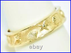Rare James Avery 14K Yellow Gold Ocean Shell Starfish Eternity Band Ring