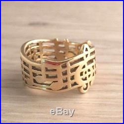 Rare James Avery Amazing Grace Ring sz 8 14k Gold 585 Retired Music Notes