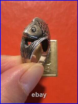 Rare James Avery Fish Wrap Ring Sterling Silver Retired + Box