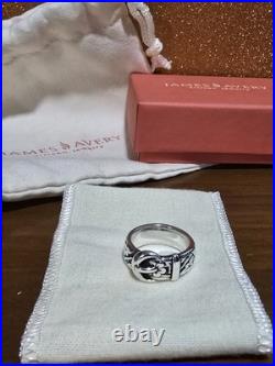 Rare James Avery Retired 925 Sterling Silver Floral Belt Buckle Ring Size 7.5