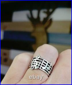 Rare James Avery Retired AMAZING GRACE Music Notes Ring Sz 6.75 Fits 6 +Orig. Bx