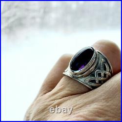 Rare James Avery Retired Purple Amethyst Cabachon Stone Ring Size 7.75 Fits 7
