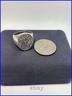 Rare James Avery Sterling Silver Obey Love Believe Signet Ring