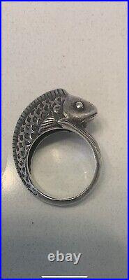 Rare! James Avery sterling silver, fish wrap ring in size 7.5