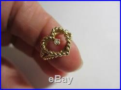 Rare Mib Vtg Retired James Avery 14k Yg & Diamond Twisted Rope Heart Ring-size 5