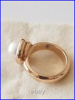 Rare Retired Heavy James Avery 14k Yellow Gold Pearl Coil Ring Size 6