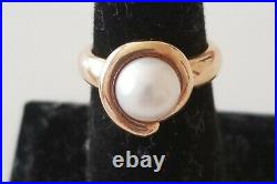 Rare Retired Heavy James Avery 14k Yellow Gold Pearl Coil Ring Size 6