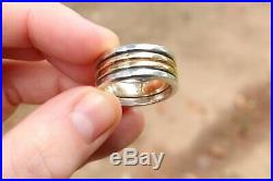 Rare Retired James Avery 14K Gold & 925 Thick Hammered Stacked Band Ring 8.5