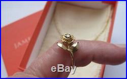 Rare Retired James Avery 14K Gold Rose Ring with 0.15 Diamond, Size 4.75