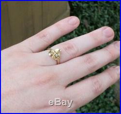 Rare Retired James Avery 14K Gold Rose Ring with 0.15 Diamond, Size 4.75