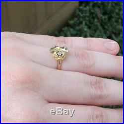 Rare Retired James Avery 14K Gold Rose Ring with 0.15 Diamond, Size 4.75