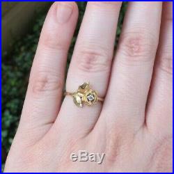 Rare Retired James Avery 14K Gold Rose Ring with 0.15 Diamond, Size 4.75