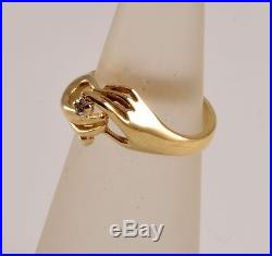 Rare Retired James Avery 14K Gold ring, Graceful Hands holding diamond, size 4.5