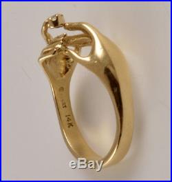 Rare Retired James Avery 14K Gold ring, Graceful Hands holding diamond, size 4.5